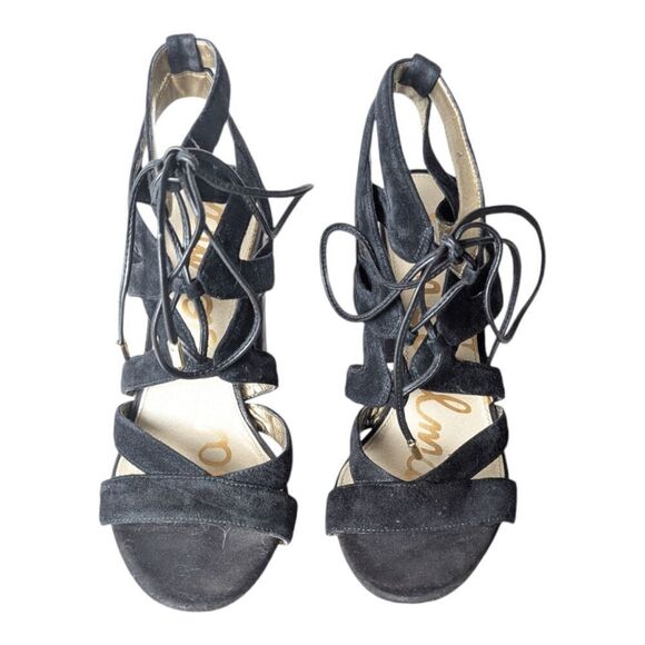SAM EDELMAN Yardley Black Suede Lace Up Sandals Size 9M - Picture 4 of 7